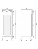 Armadio refrigerato ventilato  in acciaio inox con porta a vetri - Temp. 0/+8°C - Lt 650- Classe B - cm 74x82,8x205h