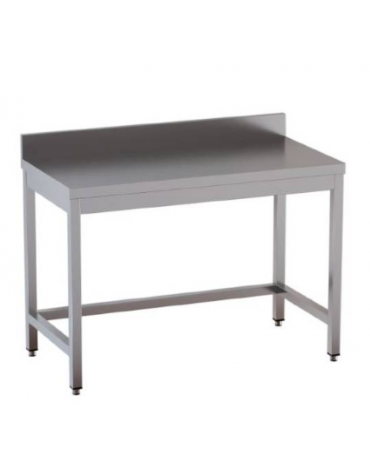 Tavolo inox con cornice e alzatina cm.  140X60X85/90H
