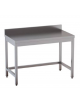 Tavolo professionale da lavoro in acciaio inox con cornice inferiore ed alzatina posteriore - cm 150x60x85/90h