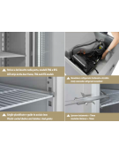Armadio refrigerato ventilato in acciaio inox, due porte a vetri - Temp. 0/+8°C - Lt 1330 - Classe B - cm 148x82,8x205h