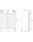 Armadio refrigerato ventilato in acciaio inox, due porte a vetri - Temp. 0/+8°C - Lt 1330 - Classe B - cm 148x82,8x205h