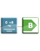 Armadio refrigerato ventilato in acciaio inox, due porte a vetri - Temp. 0/+8°C - Lt 1330 - Classe B - cm 148x82,8x205h