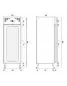 Armadio refrigerato ventilato in acciaio inox con porta a vetri - Temp. -15/-20°C - Lt 650- Classe D - cm 74x82,8x205h