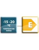 Armadio refrigerato ventilato in acciaio inox, due porte a vetri - Temp. -15/-20°C - Lt 1330 - Classe E - cm 148x82,8x205h
