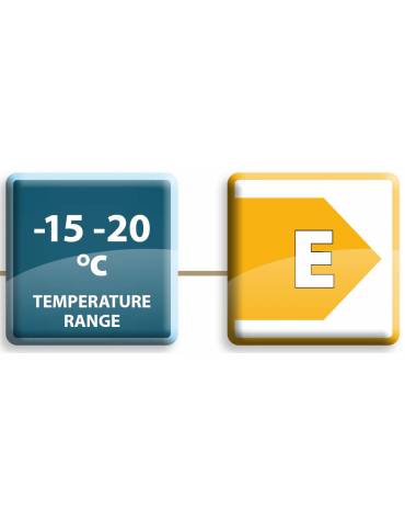 Armadio refrigerato ventilato in acciaio inox, due porte a vetri - Temp. -15/-20°C - Lt 1330 - Classe E - cm 148x82,8x205h