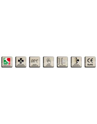 Abbattitore di temperatura in acciaio inox AISI304 - 5 teglie GN 1/1 o 5 x EN 60x40 - Potenza  W 1404 - cm 79x82x89h