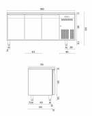 Banco refrigerato GN1/1 ventilato in acciaio inox con 3 porte - Temp. 0/+8°C - Lt 405 - Classe B - cm 180x70x85h