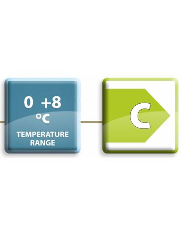 Banco refrigerato GN1/1 ventilato in acciaio inox con 4 porte - Temp. 0/+8°C - Lt 541- Classe B - cm 225x70x85h