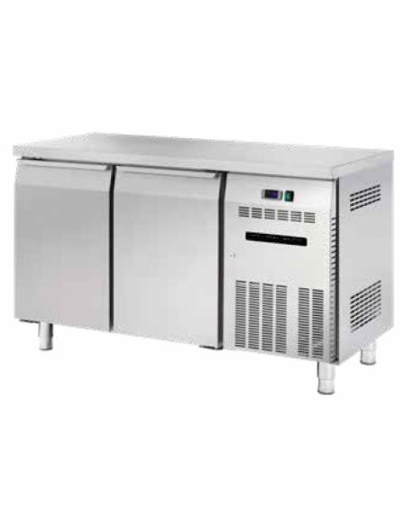 Banco refrigerato GN1/1 ventilato in acciaio inox con 2 porte - Temp. -18/-22°C - Lt 262 - Classe C - cm 135x70x85h