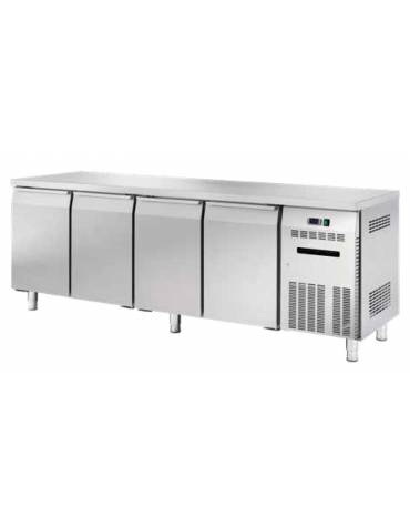 Banco refrigerato GN1/1 ventilato in acciaio inox con 4 porte - Temp. -18/-22°C - Lt 541 - Classe D - cm 225x70x85h