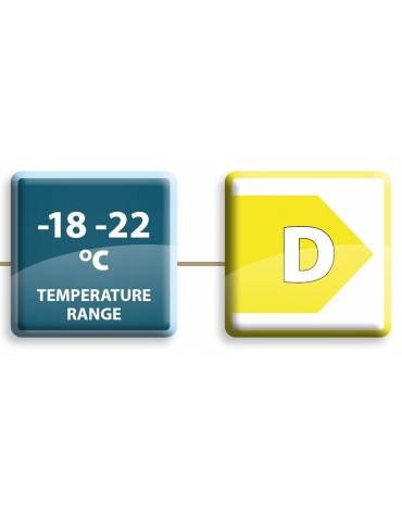 Banco refrigerato GN1/1 ventilato in acciaio inox con 4 porte - Temp. -18/-22°C - Lt 541 - Classe D - cm 225x70x85h
