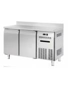 Banco refrigerato GN1/1 ventilato in acciaio inox con 2 porte e alzatina - Temp. -18/-22°C - Lt 262 - Classe C - cm 135x70x85h