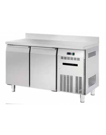 Banco refrigerato GN1/1 ventilato in acciaio inox con 2 porte e alzatina - Temp. -18/-22°C - Lt 262 - Classe C - cm 135x70x85h