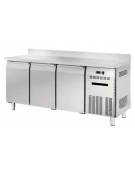 Banco refrigerato GN1/1 ventilato in acciaio inox con 3 porte e alzatina - Temp. -18/-22°C - Lt 405- Classe C - cm 180x70x85h