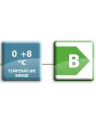 Banco refrigerato GN1/1 ventilato in acciaio inox con 4 porte a vetri - Temp. 0/+8°C - Lt 541 - Classe B - cm 225x70x85h