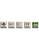 Banco refrigerato GN1/1 ventilato in acciaio inox con 4 porte a vetri - Temp. 0/+8°C - Lt 541 - Classe B - cm 225x70x85h