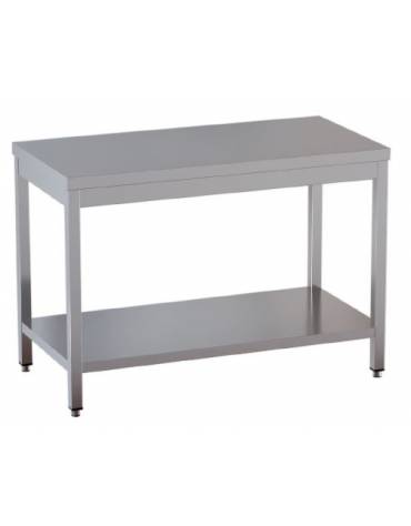 Tavolo in acciaio inox con ripiano Dimensioni cm.140x60x85/90h