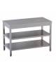 Tavolo da lavoro in acciaio inox con due ripiani inferiori - cm 300x70x85/90h