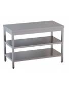Tavolo inox con due ripiani cm. 70x60x85/90h