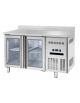 Banco refrigerato GN1/1 ventilato acciaio inox 2 porte a vetri e alzatina - Temp. 0/+8°C - Lt 262 - Classe B - cm 135x70x85h