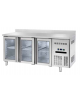 Banco refrigerato GN1/1 ventilato acciaio inox 3 porte a vetri e alzatina - Temp. 0/+8°C - Lt 405- Classe B - cm 180x70x85h