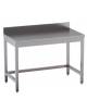 Tavolo professionale in acciaio inox con cornice inferiore su 3 lati e alzatina posteriore - cm 70x70x85/90h