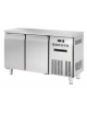 Banco refrigerato ventilato in acciaio inox con 2 porte, profondità cm 60 - Temp. 0/+8°C - Lt 215- Classe C - cm 135x60x85h