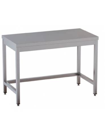 Tavolo inox con cornice su tre lati cm. 70x60x85/90h