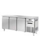 Banco refrigerato ventilato in acciaio inox con 3 porte, profondità cm 60 - Temp. 0/+8°C - Lt 331- Classe C - cm 180x60x85h