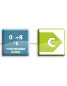 Banco refrigerato ventilato in acciaio inox con 3 porte, profondità cm 60 - Temp. 0/+8°C - Lt 331- Classe C - cm 180x60x85h