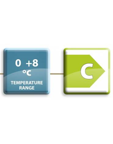 Banco refrigerato ventilato in acciaio inox con 3 porte, profondità cm 60 - Temp. 0/+8°C - Lt 331- Classe C - cm 180x60x85h