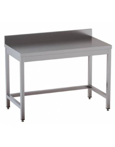 Tavolo inox con cornice e alzatina cm.  80X60X85/90H