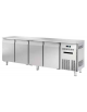 Banco refrigerato ventilato in acciaio inox con 4 porte, profondità cm 60 - Temp. 0/+8°C - Lt 442- Classe D - cm 225x60x85h