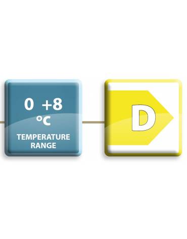 Banco refrigerato ventilato in acciaio inox con 4 porte, profondità cm 60 - Temp. 0/+8°C - Lt 442- Classe D - cm 225x60x85h