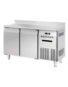 Banco refrigerato ventilato 0/+8°C, acciaio inox, 2 porte e alzatina, profondità cm 60  - Lt 215- Classe C - cm 135x60x85h