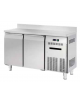 Banco refrigerato ventilato 0/+8°C, acciaio inox, 2 porte e alzatina, profondità cm 60  - Lt 215- Classe C - cm 135x60x85h