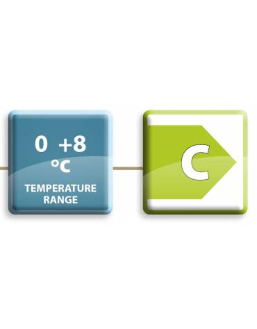 Banco refrigerato ventilato 0/+8°C, acciaio inox, 3 porte e alzatina, profondità cm 60 - Lt 331- Classe C - cm 180x60x85h