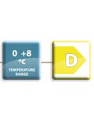Banco refrigerato ventilato 0/+8°C, acciaio inox, 4 porte e alzatina, profondità cm 60 - Lt 442- Classe D - cm 225x60x85h