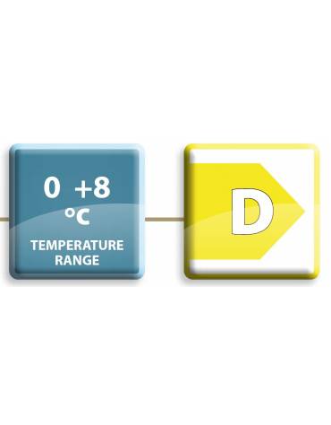 Banco refrigerato ventilato 0/+8°C, acciaio inox, 4 porte e alzatina, profondità cm 60 - Lt 442- Classe D - cm 225x60x85h