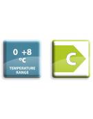 Banco refrigerato ventilato in acciaio inox con 3 porte, altezza cm 65 - Temp. 0/+8°C - Lt 264 - Classe C - cm 180x70x65h