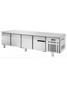 Banco refrigerato ventilato in acciaio inox con 4 porte, altezza cm 65 - Temp. 0/+8°C - Lt 353- Classe D - cm 225x70x65h