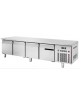 Banco refrigerato ventilato in acciaio inox con 4 porte, altezza cm 65 - Temp. 0/+8°C - Lt 353- Classe D - cm 225x70x65h