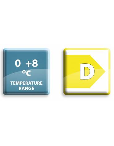 Banco refrigerato ventilato in acciaio inox con 4 porte, altezza cm 65 - Temp. 0/+8°C - Lt 353- Classe D - cm 225x70x65h