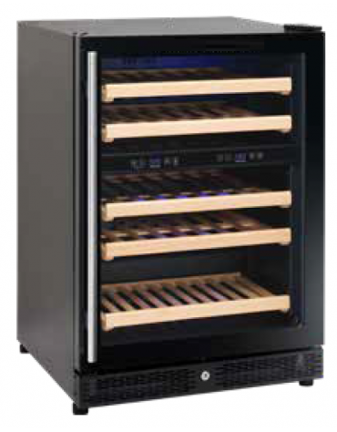 Vetrina refrigerata bassa per vino - 43 bottiglie - Lt 144 - Temp. +5/+20°C - Classe G - mm 595x655x
