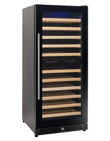 Vetrina refrigerata alta per vino - 111 bottiglie - Lt 328 - Temp. +5/+20°C - Classe G - mm 595x730x1415h