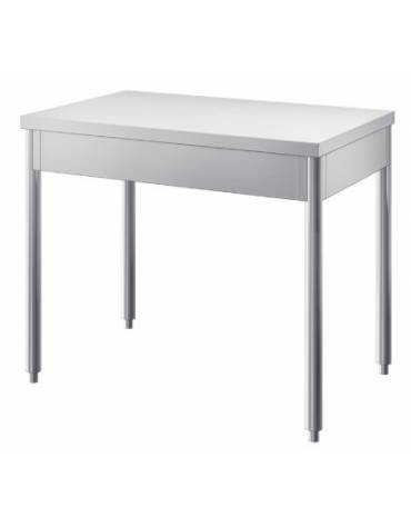 Tavolo acciaio inox in gambe tonde cm. 170x70x85/90h