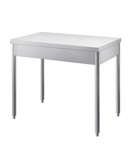 Tavolo acciaio inox in gambe tonde cm. 170x70x85/90h