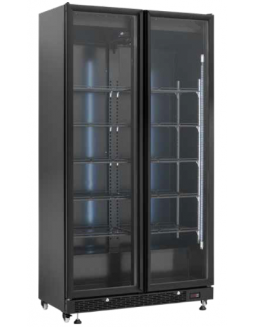 Vetrina refrigerata per bibite in acciaio verniciato nero - Temp +2/+10°C - Lt 800 - Classe C - cm 112x61x210h