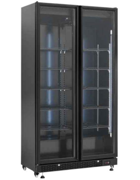 Vetrina refrigerata per bibite in acciaio verniciato nero - Temp +2/+10°C - Lt 800 - Classe C - cm 112x61x210h