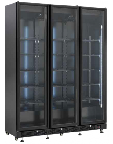 Vetrina refrigerata per bibite in acciaio verniciato nero - Temp +2/+10°C - Lt 1200- Classe C - cm 150x39,5x167h